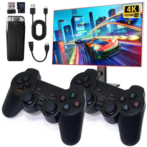 Wireless Retro Game Console Video Game Console with Built-in 9 Emulators 20000+ Games 4k Hdmi Output and 2.4GHz Wireless Controller Nostalgia Gaming Stick,Plug & Play TV Video Games(64G)