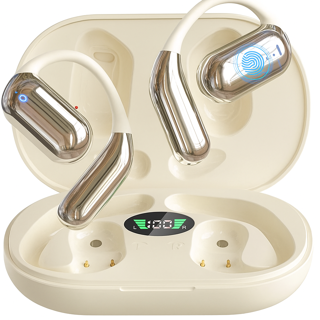 Ear-Mounted Bluetooth Headset with LED Display (One Set)