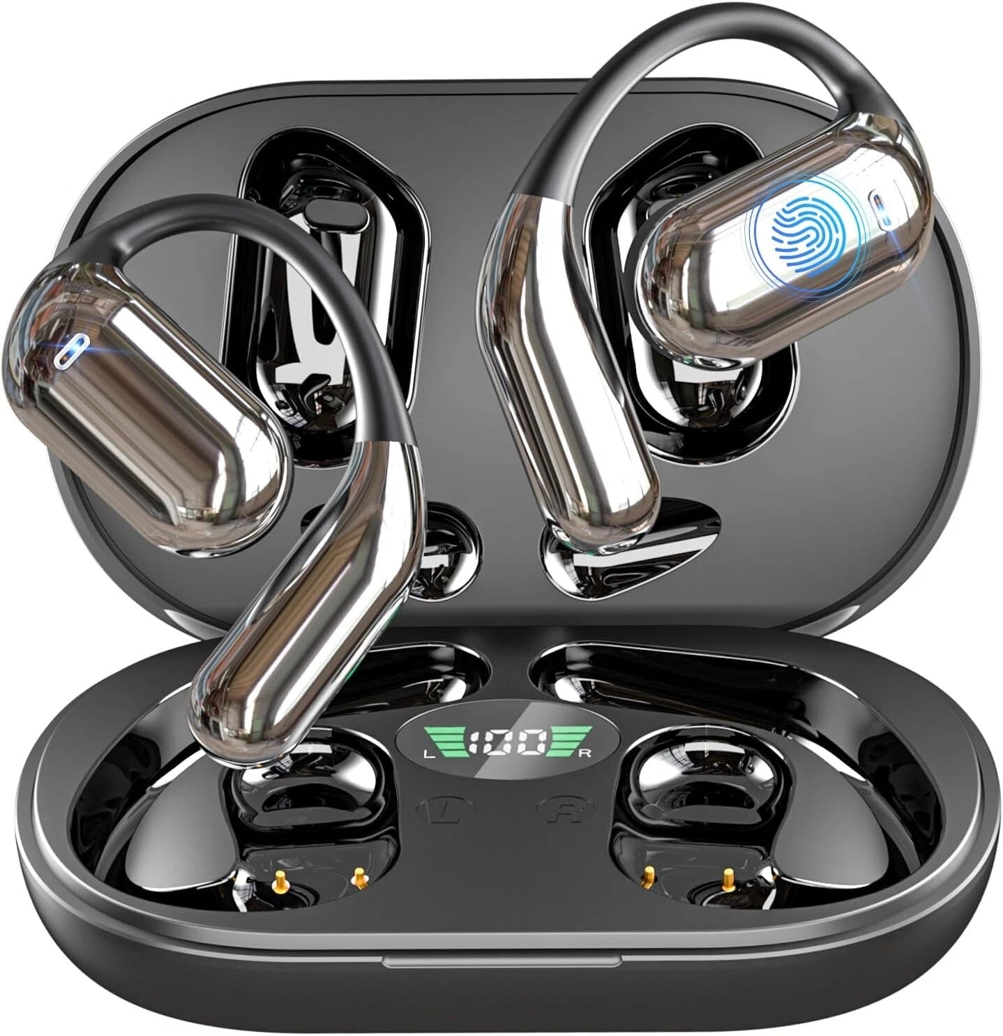 Ear-Mounted Bluetooth Headset with LED Display (One Set)
